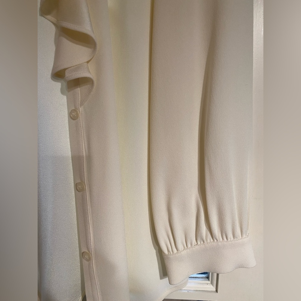 ST.JOHN- Cream Ruffle-Neck Blouse - Picture 5 of 6